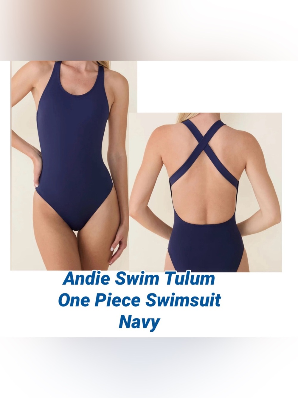Andie Swim The Tulum One Piece Swimsuit NAVY Size Small